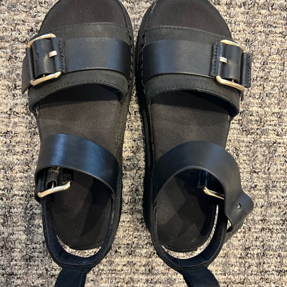 UGG Goldenstar Villa Black Sandals with Gold Accents